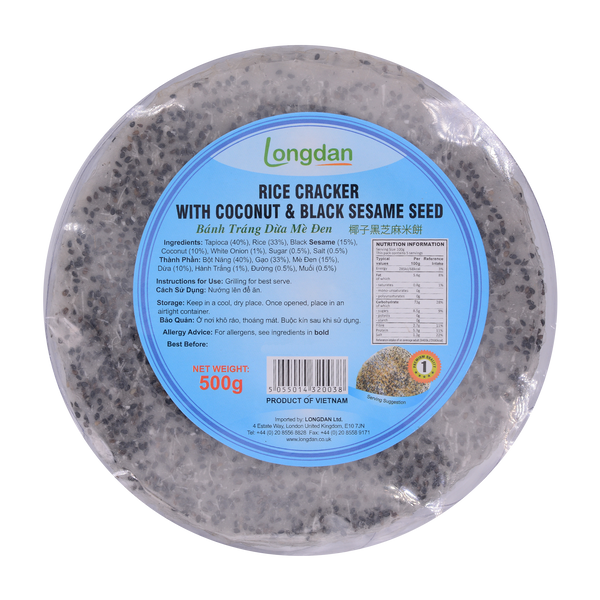 Longdan Rice Craker With Coconut & Black Sesame 22cm 500g - Longdan Online Supermarket